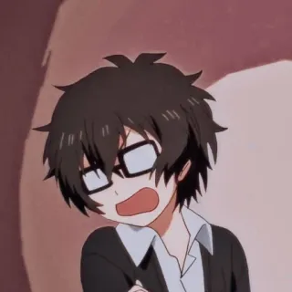 😨 Anime, Kartun, Anak laki-laki, Kacamata, Terkejut, Ekspresi, Ilustrasi whatsapp sticker