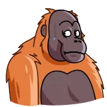 😳 orangutan, kera, hewan, kartun, berkeringat, khawatir whatsapp sticker