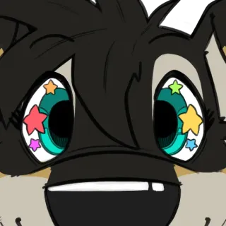👀 furry, anthropomorphic, dog, star eyes, cute, happy, cartoon, animal whatsapp sticker