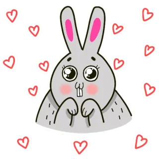 💗 กระต่าย, น่ารัก, คาวาอิ, หัวใจ, สัตว์, สติกเกอร์, การ์ตูน telegram sticker