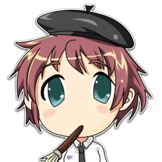 😶 мультфильм, берет, художник, кисть, милый whatsapp sticker