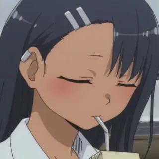 😔 Nagatoro Don't Toy with Me, Miss Nagatoro anime, nagatoro, drinking, cute, girl, cartoon telegram sticker