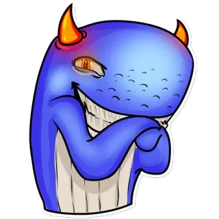 👹 baleia, desenho animado, diabo, monstro, criatura, mal, chifres telegram sticker