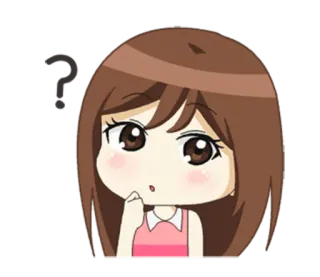 ❓ sticker, ragazza anime, cartone animato, carino, chibi, pensieroso telegram sticker