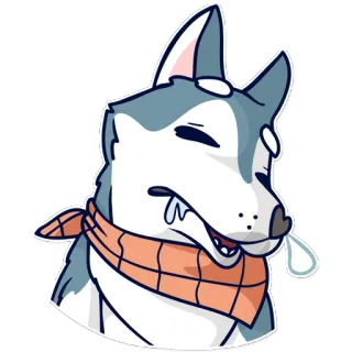 😪 perro, husky, dibujo animado, animal, pañuelo telegram sticker