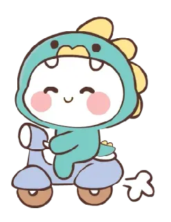 🛵 dinosaur, scooter, cute, cartoon, kawaii, sticker telegram sticker