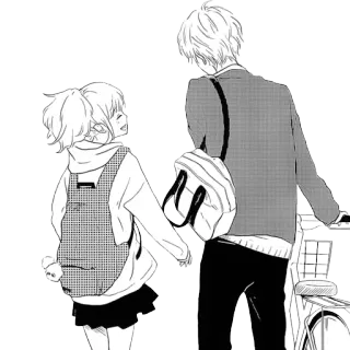 ❤ manga, paar, anime, teenager, händchenhalten, romanze telegram sticker