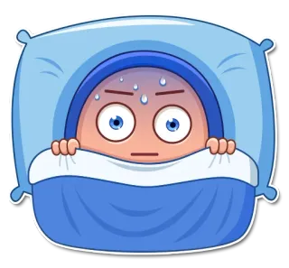 😨 Emoji, Bett, Verängstigt, Nervös, Schweiß whatsapp sticker