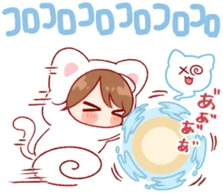 🎭 あ desenho animado, gato, fofo, kawaii, anime, girando whatsapp sticker