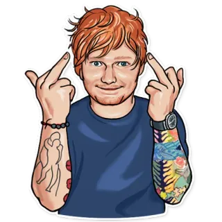 🖕 Ed Sheeran Ed Sheeran, música, cantante, dedo corazón, gesto ofensivo, celebridad, dibujos animados, retrato telegram sticker