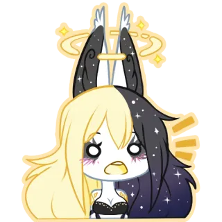 😮 Anime, Chibi, Kawaii, Personaje, Chica, Lindo, Estrellas, Ilustración whatsapp sticker