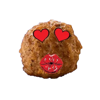 😘 comida, almôndega, emoji, amor, beijo, desenho animado telegram sticker
