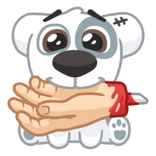 👹 perro, dibujo animado, cuchillo, sangre, espeluznante, animal whatsapp sticker