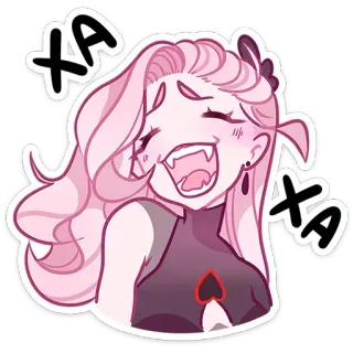 😆 XA XA Cartoon, Anime, Lachen, Vrolijk, Gelukkig, Roze haar whatsapp sticker