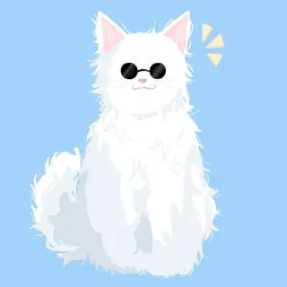 🐈 Katze, weiße Katze, Sonnenbrille, coole Katze, Tier, flauschige Katze telegram sticker