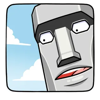 😳 Moai, Testa di pietra, Isola di Pasqua, Cartone animato, Statua, Monumento telegram sticker
