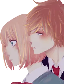 😏 anime, couple, romance, love, illustration whatsapp sticker