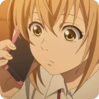 🙂 アニメ, 女の子, 電話, 会話, 可愛い, 金髪, アニメ 女の子 telegram sticker