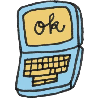 💻 ok portátil, ok, ordenador, tecnología, dibujos animados, lindo whatsapp sticker