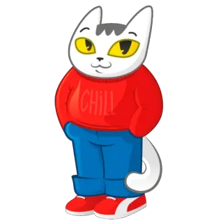 😁 CHILL кот, мультфильм, расслабление, свитер telegram sticker