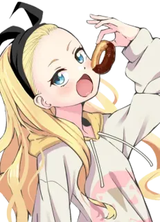 😍 Anime, Chica, Dona, Lindo, Dibujos animados, Ilustración telegram sticker