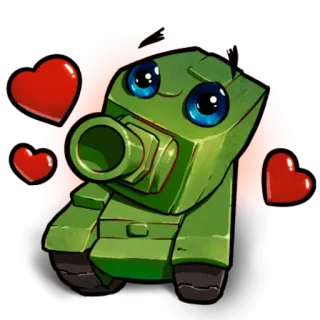 😍 carro armato, cartone animato, militare, veicolo, armatura, cuore, amore telegram sticker