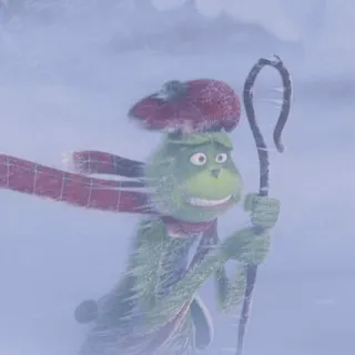 🥶 The Grinch กริ๊นช์, คริสต์มาส, ฤดูหนาว, การ์ตูน, หิมะ, หมวก whatsapp sticker