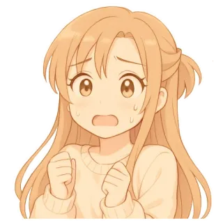 😳 Asuna Yuuki Sword Art Online аниме, испуганный, милый, персонаж, женский, девушка, обеспокоенный whatsapp sticker