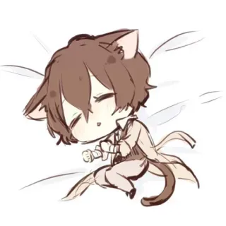 😴 Dazai Osamu Bungou Stray Dogs Anime, Mangá, Chibi, Gato, Kawaii, Fofo telegram sticker
