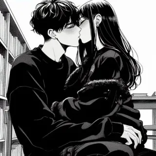 ❤️ pocałunek, miłość, para, anime, romans, biblioteka telegram sticker