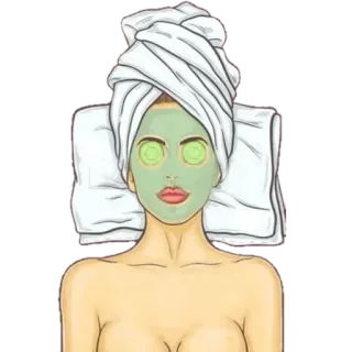 🥒 femme, spa, soin visage, beauté, serviette, concombre telegram sticker