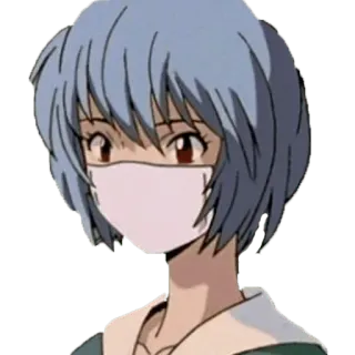 😷 Rei Ayanami Neon Genesis Evangelion anime, mask, rei ayanami, evangelion telegram sticker