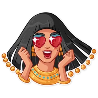 😍 Cleopatra Cleopatra, Mesir, Mesir Kuno, Ratu, Mata hati, Kartun, Senang telegram sticker