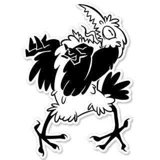 👹 새, 만화, 흑백, 스티커, 동물, 일러스트 telegram sticker