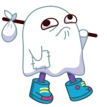 ☹️ fantôme, triste, dessin animé, mendiant, personnage, art numérique telegram sticker
