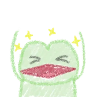 ✨ rã, fofo, desenho animado, verde, kawaii, animado telegram sticker