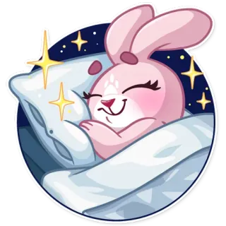 😴 Hase, schlafend, süß, Cartoon, kawaii, Tier, Kissen, Nacht telegram sticker