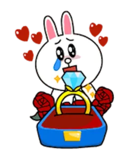 👫 bunny, ring, diamond, proposal, love, cartoon telegram sticker