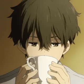 🧺 Anime, Chico, Bebida, Taza, Hyouka telegram sticker