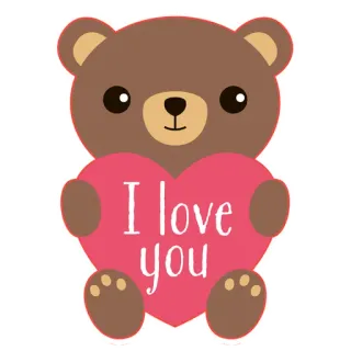 😍 I love you テディベア, 愛, ハート, かわいい, 漫画, 挨拶, 愛情 telegram sticker