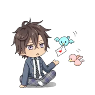 💌 chibi, anime, cute, birds, love letter telegram sticker