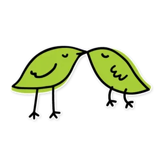 😚 새, 사랑, 귀여운, 녹색, 만화 telegram sticker