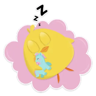 😴 śpiący, kreskówka, kurczak, słodki, zwierzę telegram sticker
