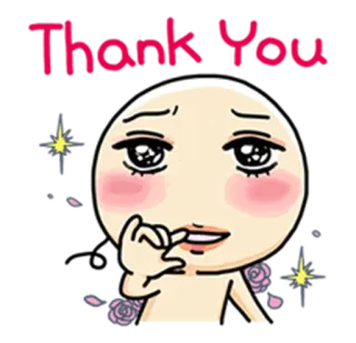 👍 Thank You ขอบคุณ, ความกตัญญู, น่ารัก, การ์ตูน, ประกาย, กุหลาบ telegram sticker