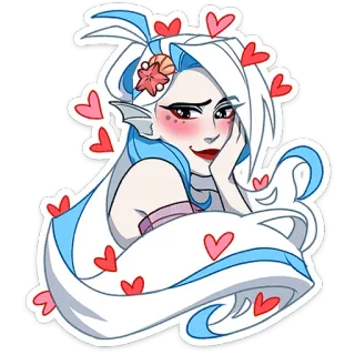 ☺️ mermaid, cartoon, character, hearts, fantasy whatsapp sticker