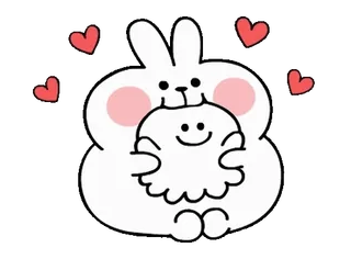 😋 кролик, заяц, милый, каваий, мультик, сердечки, любовь telegram sticker