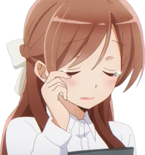 😢 Anime, Ragazza, piangendo, triste, lacrime, Cartone animato telegram sticker