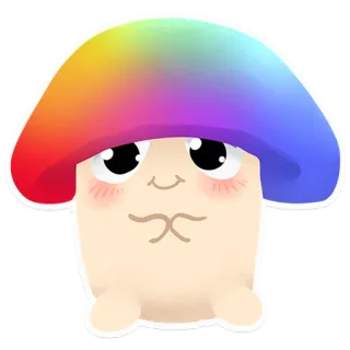 ☺️ nấm, dễ thương, cầu vồng, kawaii, hoạt hình, nấm, nhãn dán telegram sticker