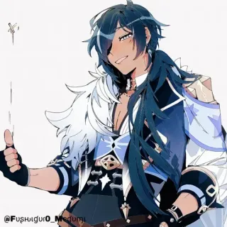 🔲 Kaeya Genshin Impact @Fushiguro_Medumi アニメ, キャラクター, ゲーム, ガイア, 原神 telegram sticker
