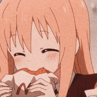 🍔 สาวอนิเมะ, กิน, แฮมเบอร์เกอร์, การ์ตูน, น่ารัก, คาวาอิ, แมคโดนัลด์ telegram sticker